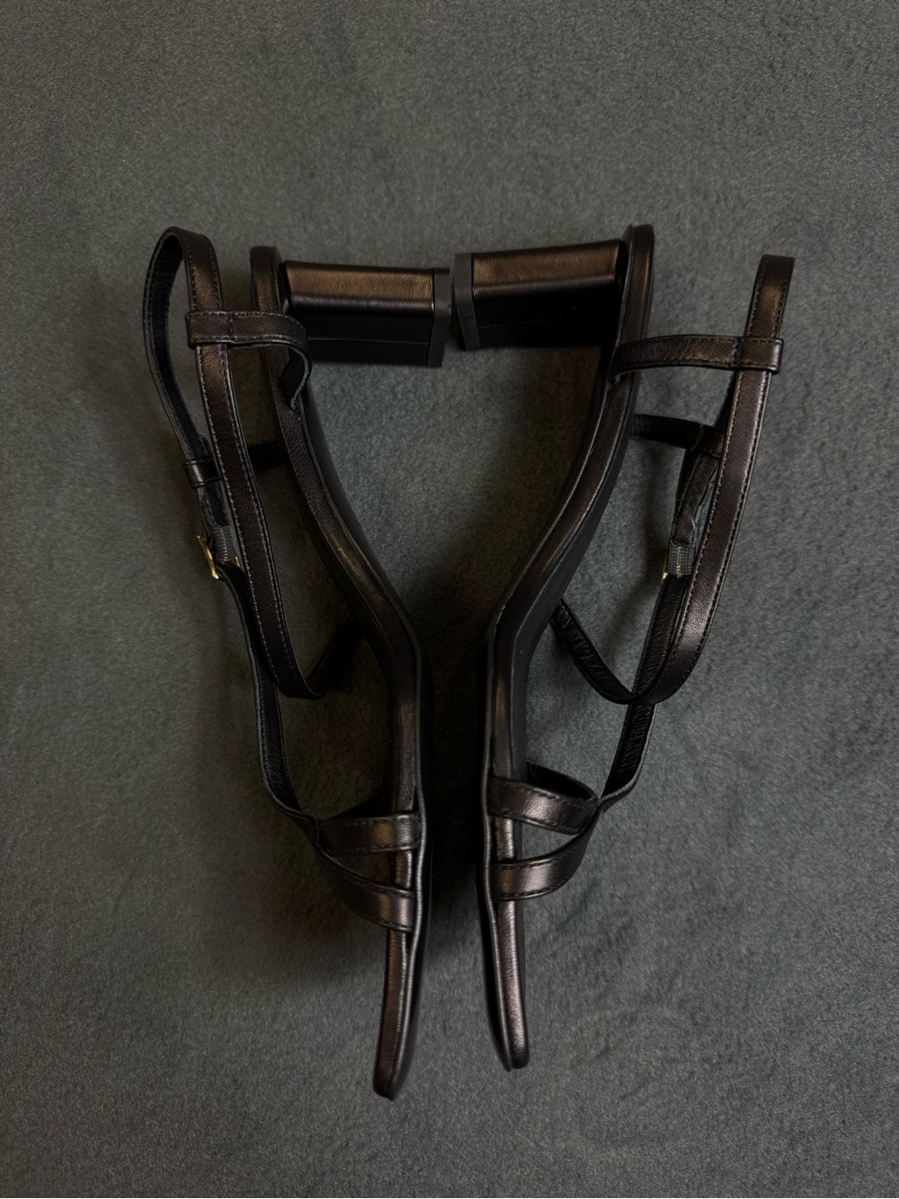Frame Le Braxton Leather Sandals kitten Heel Strappy Square open Toe 6.5 black - Picture 5 of 8